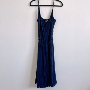 Reformation Navy Ribbed Wrap Dress